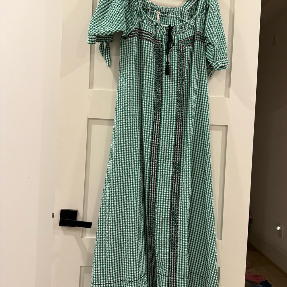 Free People Green Gingham Maxi Dress